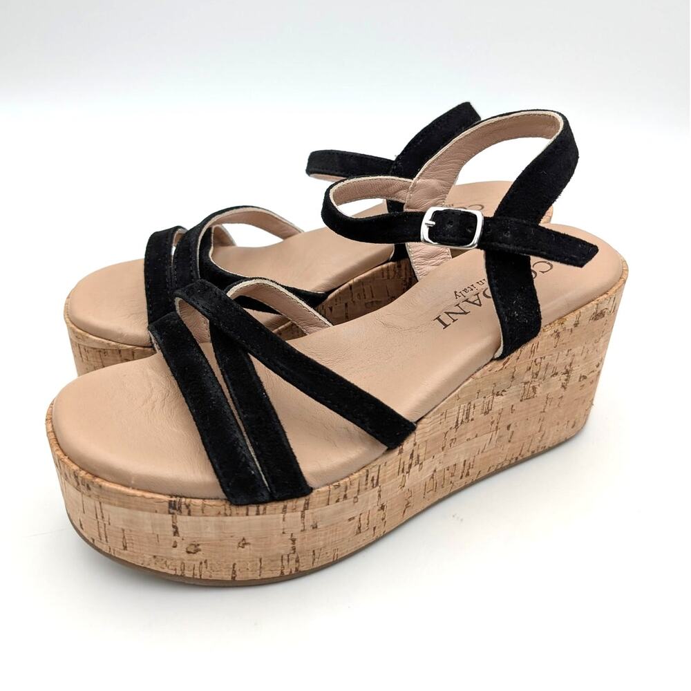 Cordani Jaiden Ankle Strap Platform Wedge Sandal Women's Black Size US4.5 EU35